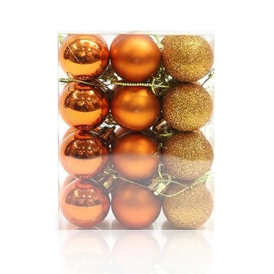 Image of 24 Pieces 30 mm Christmas Balls Decoration Shatterproof Tree Baubles Mini Hanging Ball for Holiday Wedding Party Decoration, Orange