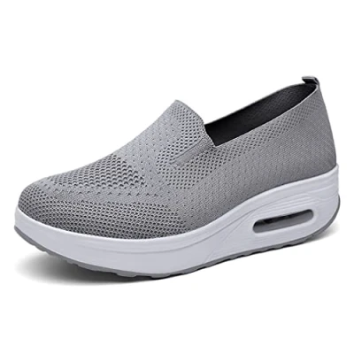 Image of GYCS Women&#039;s Orthopedic Sneakers, Platform Sneakers Comfort Breathable Mesh Stretch Sneakers,grey,38EU