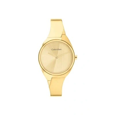 Image of Calvin Klein Analogue Quartz Watch for Women with Gold Colored Stainless Steel Bracelet 25200235