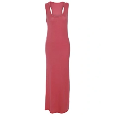 Image of New Women Ladies Jersey Long Summer Vest Racer Muscle Back Maxi Dresses Plus Size 8 26 Coral