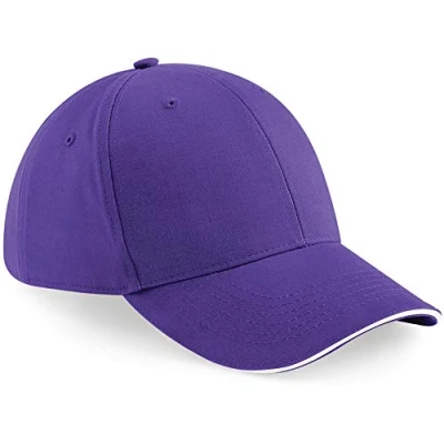 Image of Beechfield Unisex B020 Athleisure 6 Panel Cap, Purple/White, One Size