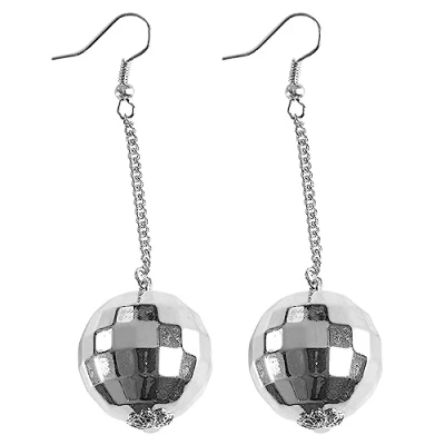 Image of Widmann 03526 Women&#039;s Earrings Disco Ball Silver One Size