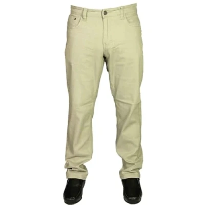 Image of KAM Mens Stretch Chinos Jeans Straight Leg 7 Colours Black Grey White Navy Ink (30W x 30L, Stone)