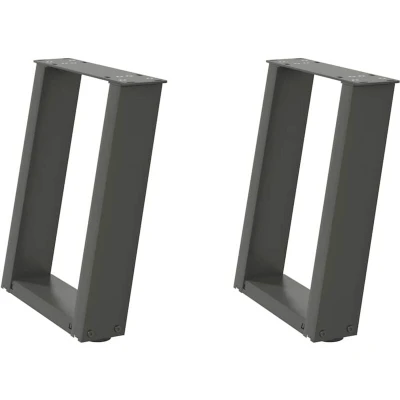 Image of vidaXL Coffee Table Legs Steel U Shaped, Anthracite Finish, Adjustable Feet, For Living/Dining Room, 28x(42 43) cm