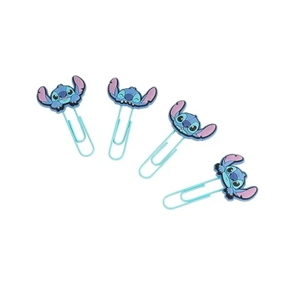 Image of Grupo Erik Disney Stitch Pack of 4 Paper Clips with Topper Cute Bookmarks Coloured Funny Bookmark Gifts