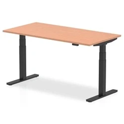 Image of Air 1600 x 800mm Height Adjustable Desk Beech Top Black Leg