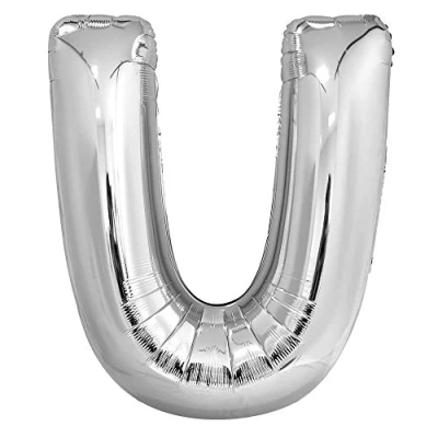 Image of Unique Party 57528 34&quot; Giant Silver Foil Letter U Balloon
