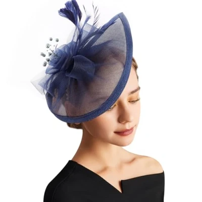 Image of DRESHOW Fascinator Hats Tea Party Hat Vintage Pillbox Headband Cocktail Headwear for Girls and Women