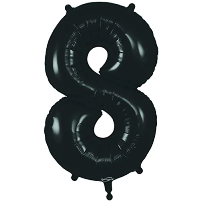Image of Oaktree 34&quot; Black Foil Number 8 Balloon (606685)