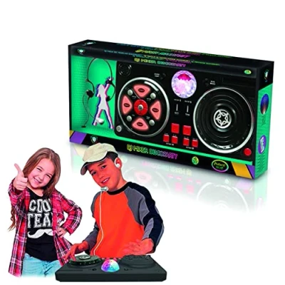 Image of DEQUBE DJ Mixing Table with Various Bases and Disco Effects Includes Ball of Lights, Helmets Micro Connection to Different Devices +5 Years Size 39X4X20cm (916D00040)
