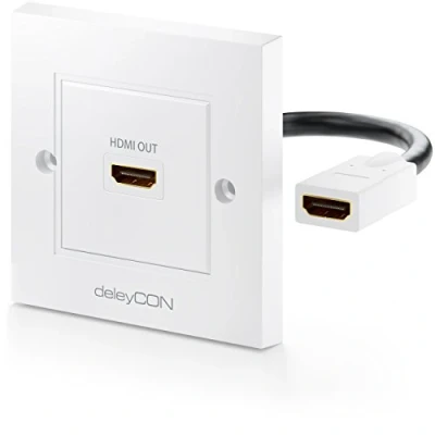 Image of deleyCON HDMI Wall Box 1x Port Flush Mounted Installation 3D Full HD HDTV 4K 2160p White