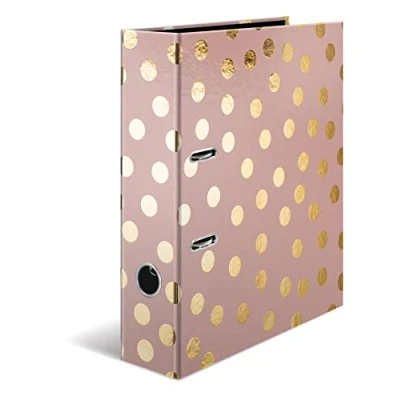 Image of HERMA Lever Arch File Fashion &amp; Style with Dots Motif, A4, 70 mm Spine, Inner Print, Pack of 5
