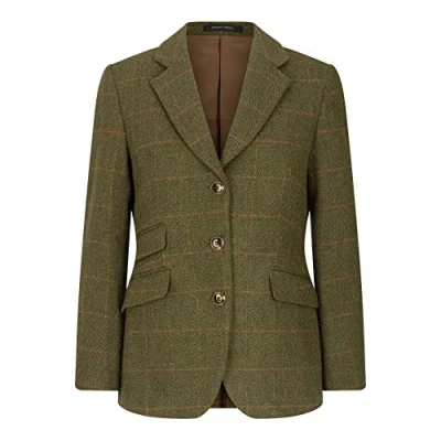 Image of WALKER AND HAWKES Ladies Derby Tweed Mayland Blazer Dark Sage 20