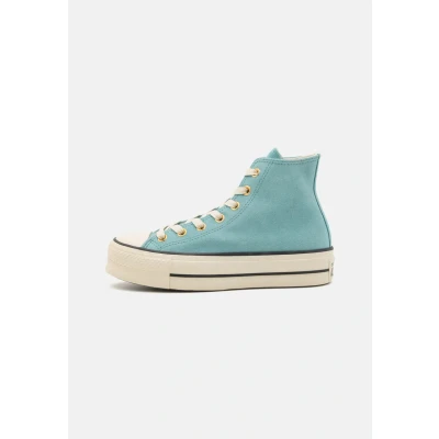Image of Converse Chuck Taylor ALL STAR LIFT Platform Hightop trainers, Women&#039;s, Size: 5, Vernal pool/natural ivory/black Suede