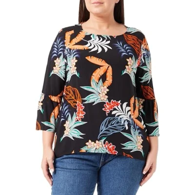 Image of aleva Women&#039;s Blouse Shirt, Black Multi Coloured, XL
