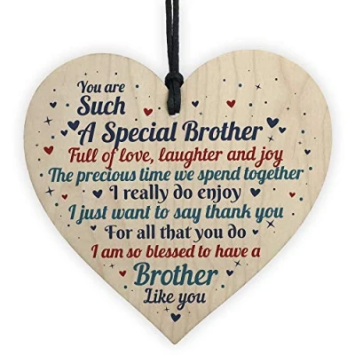 Image of RED OCEAN Brother From Sister Handmade Wooden Heart Sign For Birthday Thank You Family