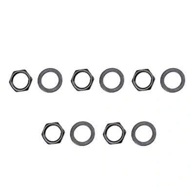 Image of 5 Pieces of Set Iron Jack Socket Nuts + Potentiometer Washers for Electric Guitar Bass Accessory Parts, Silver (9.36mm)