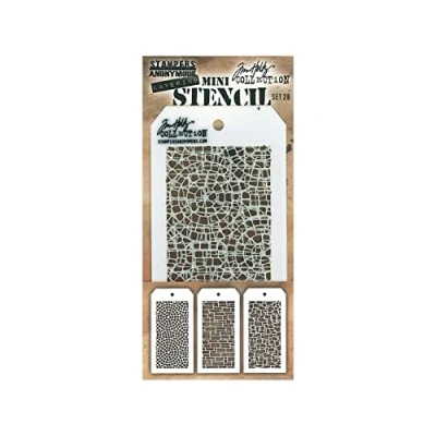 Image of Art Gone Wild MST028 Tim Holtz Set 28 Stencil, Transparent, Mini, 21.6 x 9.1 0.1 cm