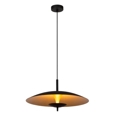 Image of Lucide Vulcan LED pendant light, black/gold, Ø 47 cm, dimmable