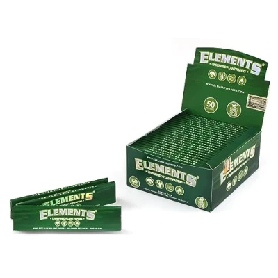 Image of Elements Green King Size Slim Unrefined plant rolling paper Box/50