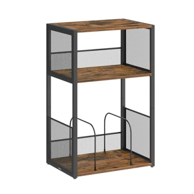 Image of VASAGLE Record Player Stand, 3 Tier Side Table, Vinyl Storage up to 100 Albums, End Table for Living Room, Bedroom, Rustic Brown LET275K01
