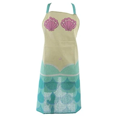 Image of Puckator Poly Cotton Apron Enchanted Seas Mermaid Body and Tail, Polycotton, Mixed, Height 80cm Width 72cm