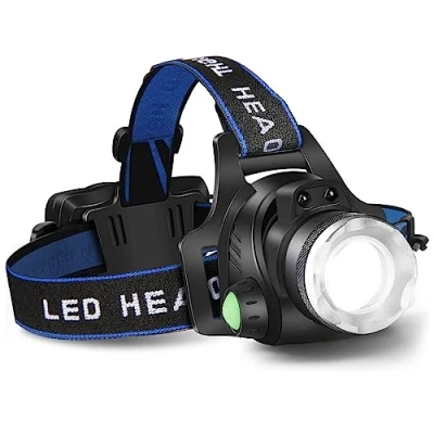 Image of Headlamp Flashlight, Head torch rechargeable,USB Rechargeable Led Lamp, IPX4 Waterproof T004 Headlight with 4 Modes and Adjustable Headband, Perfect for Camping, Hiking, Outdoors, Hunting