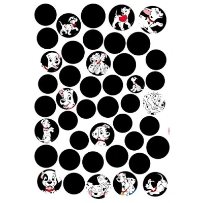 Image of Komar Disney Deco 101 Dalmatian Dots Size: 50 x 70 cm (Width Height), Wall Decoration, Sticker, Children&#039;s Room 14057h, Black/White, Self adhesive film