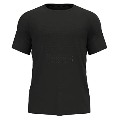 Image of Odlo Essential Short Sleeve Crew Neck T Shirt for Men Size L, Black Lightweight Running Top Comfort and Performance