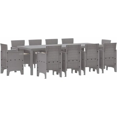 Image of vidaXL Garden Dining Set 11 pcs Light Grey Poly Rattan