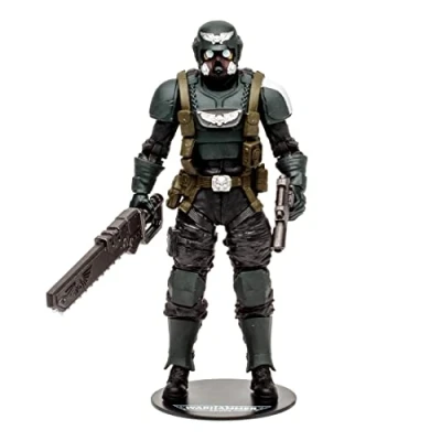 Image of McFarlane Toys, 7 Inch Warhammer 4000 Darktide Veteran Guardsman Action Figure with 22 Moving Parts, Multicolour Collectible collectors stand base Ages 12+