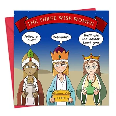 Image of Twizler Merry Christmas Card with Three Wise Women Happy Xmas Funny Womens Female For Her