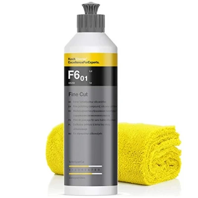 Image of Detailmate Koch Chemie Polish Set: Fine Cut F6.01 Abrasive 250 ml Microfibre Cloth 550 GSM 40 x cm