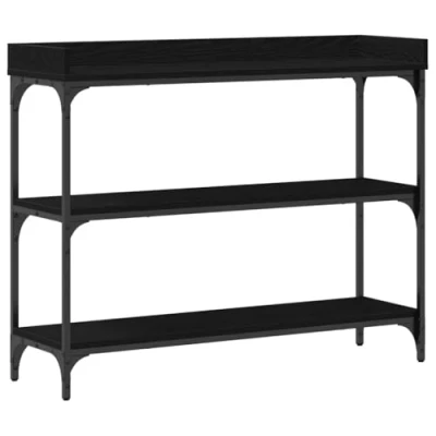 Image of vidaXL Console Table Black Oak 100x30x80 cm Engineered Wood and Steel