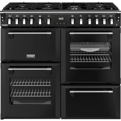 Image of Stoves Richmond Deluxe 100cm Dual Fuel Range Cooker Black A/A/A Rated