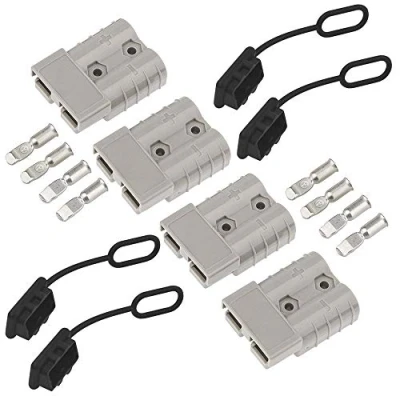 Image of GTIWUNG Battery Quick Connect Disconnect Electrical Plug 6 8 Gauge Wire and 4 Black Connector Dust Cover for Recovery Winch or Trailer, 12 36V DC, 50A/600V