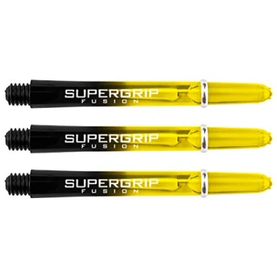 Image of Harrows Supergrip Fusion Dart Shafts Black &amp; Yellow Midi 5 Sets (15 Stems)