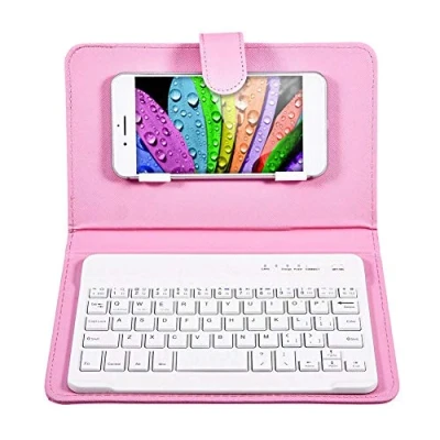 Image of Wireless Bluetooth Keyboard Case, Universal Detachable with Flip Case Cover, Tablet For Android, Windows, iOS, Keyboard(Pink)