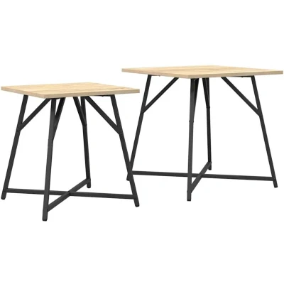 Image of vidaXL Side Table 2 pcs Sonoma Oak Engineered Wood and Metal