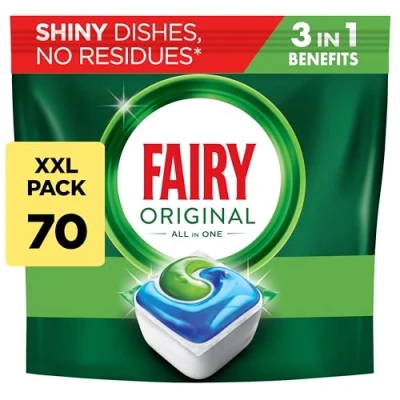 Image of Fairy All In 1 Dishwasher Tablets Bulk, Tablets, 70 Original, Effective Even On Dried Grease, Tabs