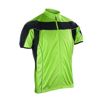 Image of Spiro Men&#039;s Bikewear Full Zip Tops Black/Fluorescent Lime Green, 2X Large