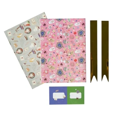 Image of Grupo Erik Gift Wrap Set Harry Potter 2 Wrapping Paper Sheets, Ribbon, Stickers Birthday Paper, Gifts, Merchandise,