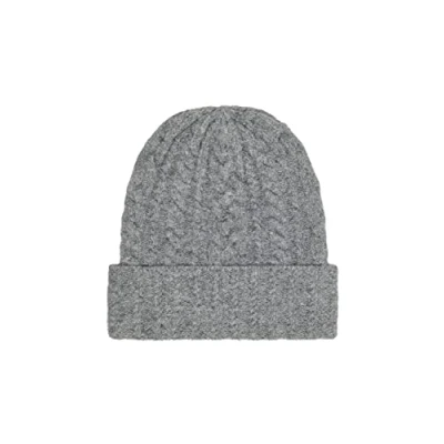 Image of ONLY Women&#039;s Onlsally Life Cable Knit Beanieacc Hat, Light Grey Melange/Detail: with Silver Lurex, One Size
