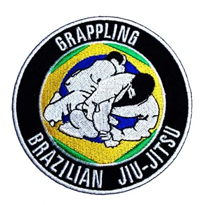Image of Brazilian Jiu Jitsu Patch Embroidered Iron/Sew on Badge 9cm BJJ Grappling Gi Badges Applique