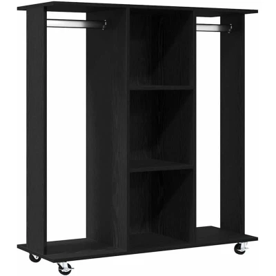 Image of vidaXL Wardrobe with Wheels Black Oak 102x38x110 cm Engineered Wood