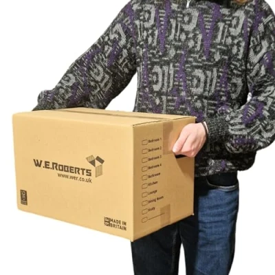 Image of W.E. Roberts moving Boxes 5 STRONG Cardboard house Packing for Removal Large with handholes and Room List