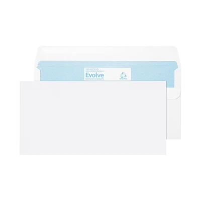 Image of Evolve DL Envelope Recycled Wallet Self Seal 90gsm White (1000 Pack)