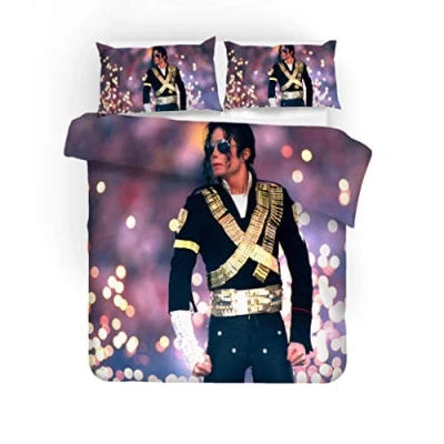 Image of NICHIYO Michael Jackson Bed Linen Set, Duvet Cover and Pillowcase, Microfibre, 3D Digital Print Three Piece Bedding (Duvet + Pillowcases) (5, Single 135 x 200 cm)