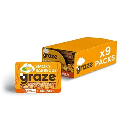 Image of Graze Smoky Barbecue Crunch Vegan Savoury Healthy Snacks, High in Fibre, 125 kcals per portion, Natural Flavours (9 x 28g Snacks)