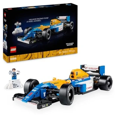 Image of LEGO Icons Williams Racing FW14B &amp; Nigel Mansell F1 Car Model Set for Adults, with a Collectible Driver Minifigure, Trophy Display Stand Gift Idea Men, Women Teenage Motorsports Fans 10353